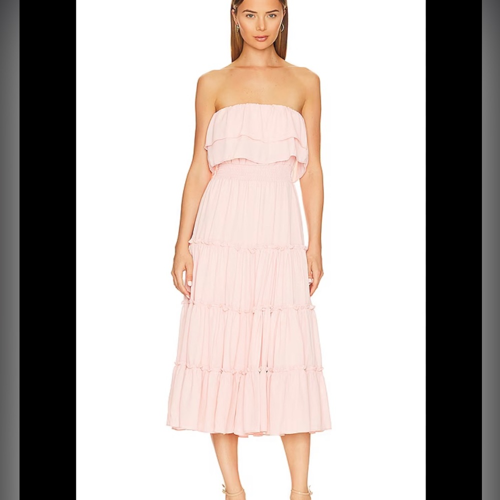 STATE Strapless ruffled tiered maxi dress in Blush- XS